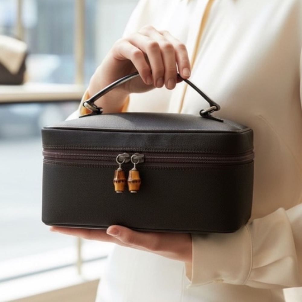 Gucci Bamboo Nylon and Leather Vanity Bag